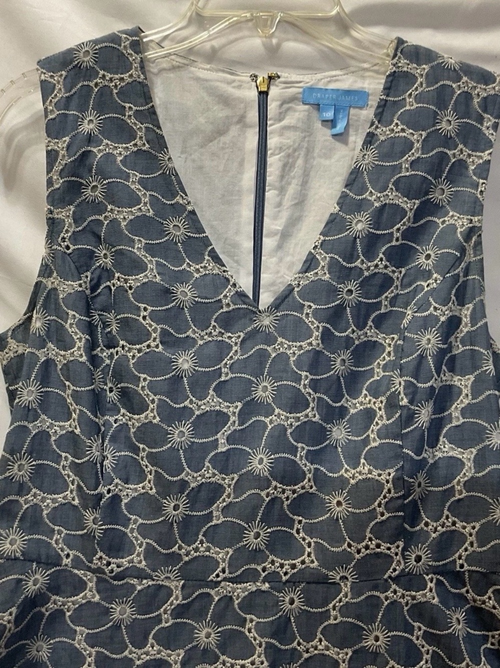 Draper James Embroidered Chambray Sleeveless Love Circle Dress Size 0